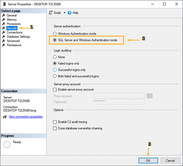 SQL server mode