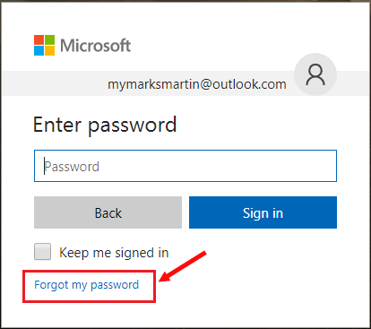 click on forgot my password link