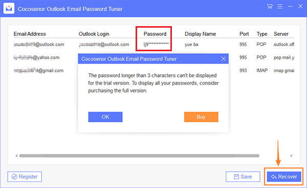 recover e-mail password on outlook