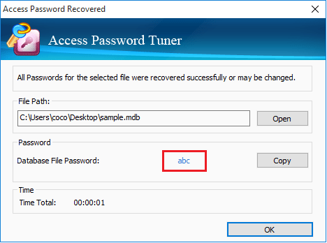 access password is recovered