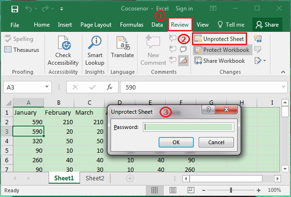 unprotect excel sheet with password