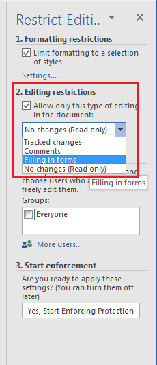 filling in forms