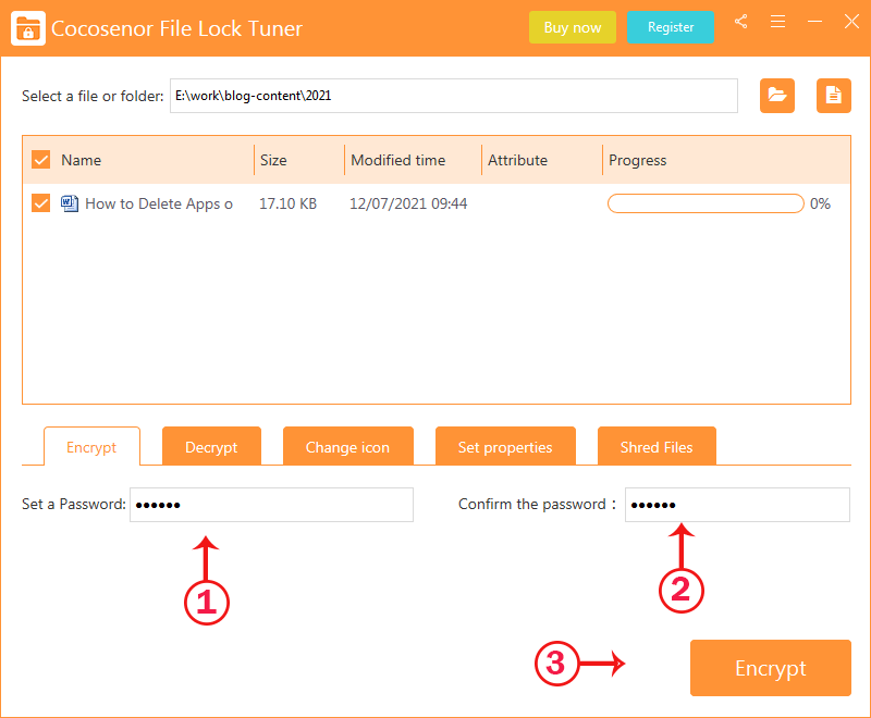 set password to encrypt