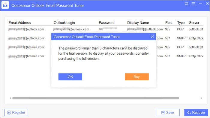 outlook password tuner