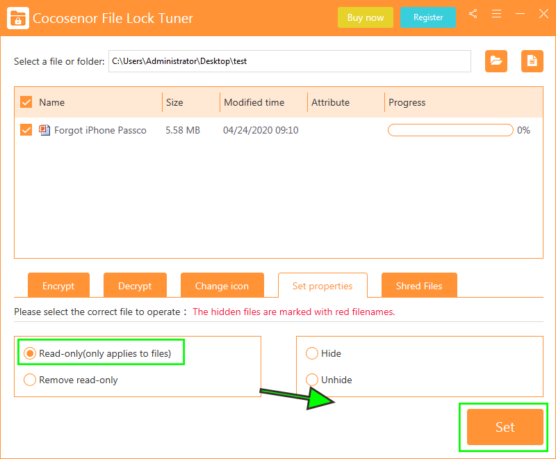 choose Read-only and click set