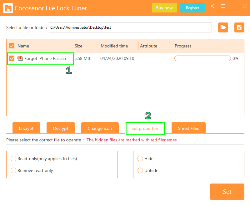 click Set properties for selected presentation