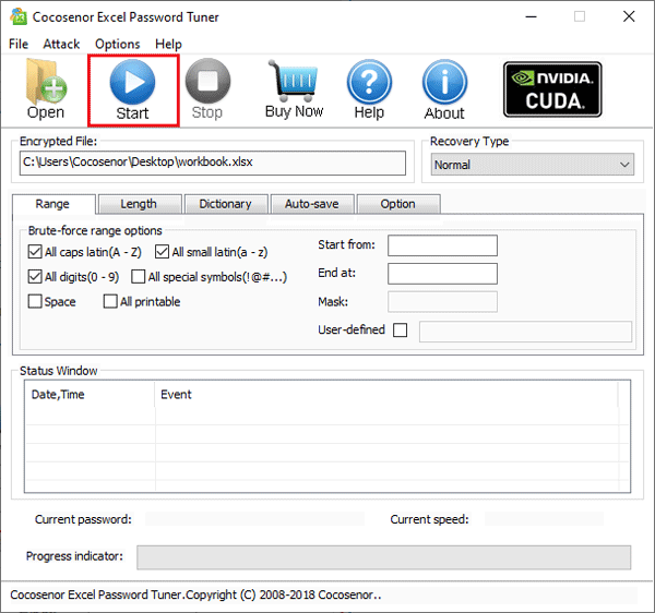 start to recover password