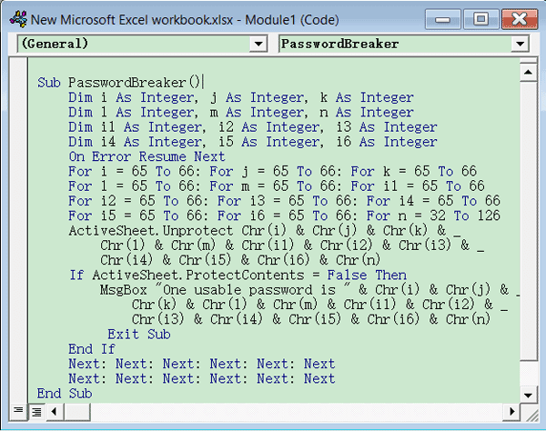 vba code