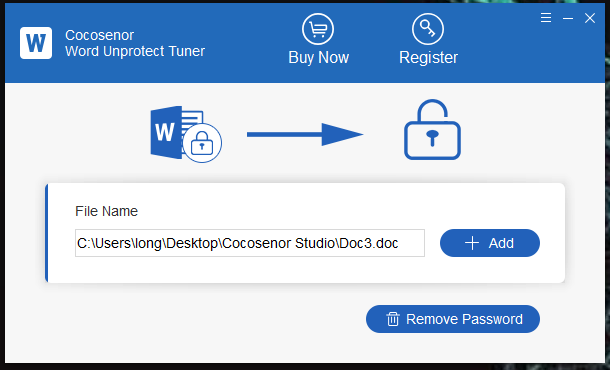 add word file and remove password