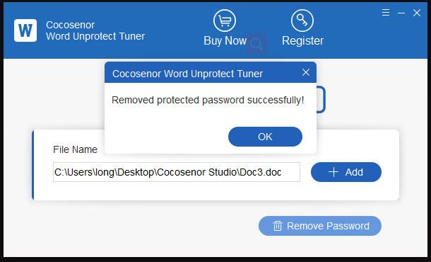 remove protected password successfully