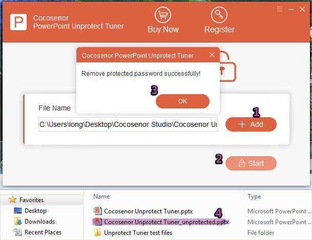 remove password by cocosenor powerpoint unprotect tuner