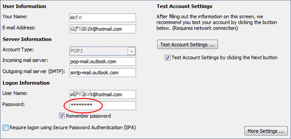 zobacz hasło z powrotem w programie Outlook 2010