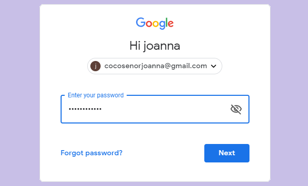 enter gmail address and password
