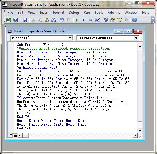 vba code