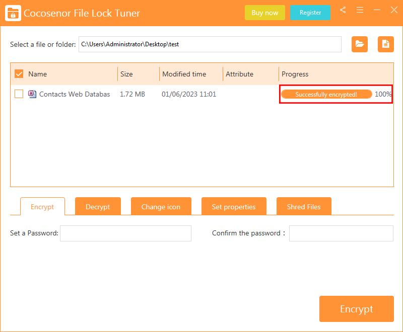 encrypt access database successfully