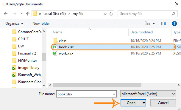 select damaged file