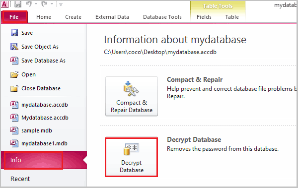decrypt database 2010