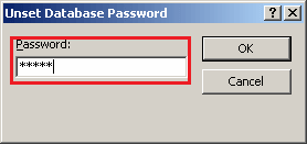 unset database password
