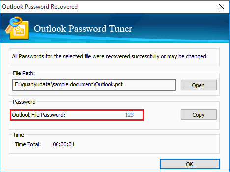 pst file password is recovered