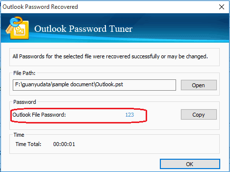 pst file password is recovered