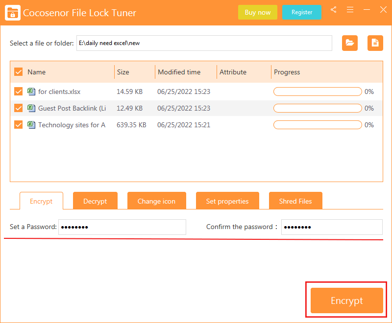 typein password to encrypt