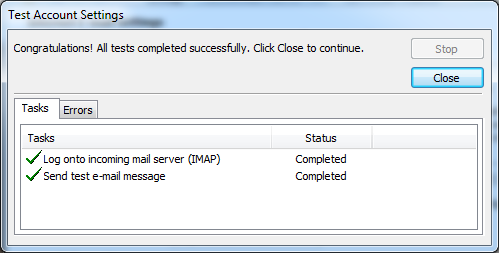 imap test successfully