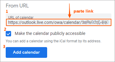 add outlook calendar in google