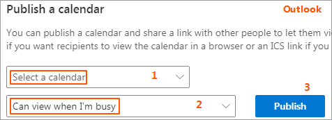 publish outlook calendar