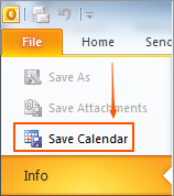 save outlook calendar to PC 