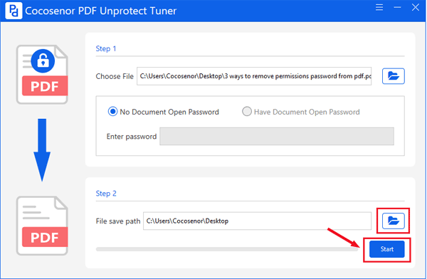 select the path to save file and click on start