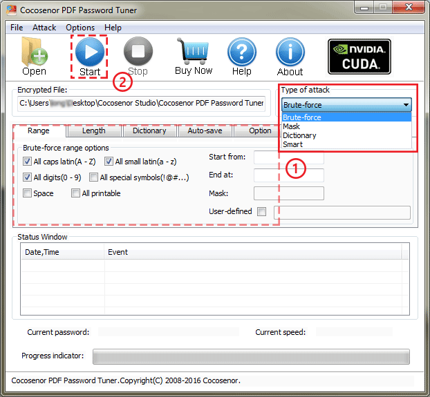 start to decrypt PDF password