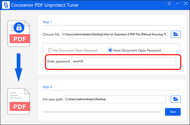 enter document open password 