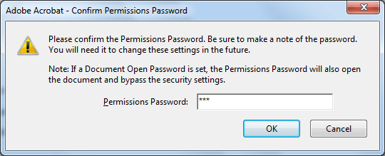 confirm permissions password