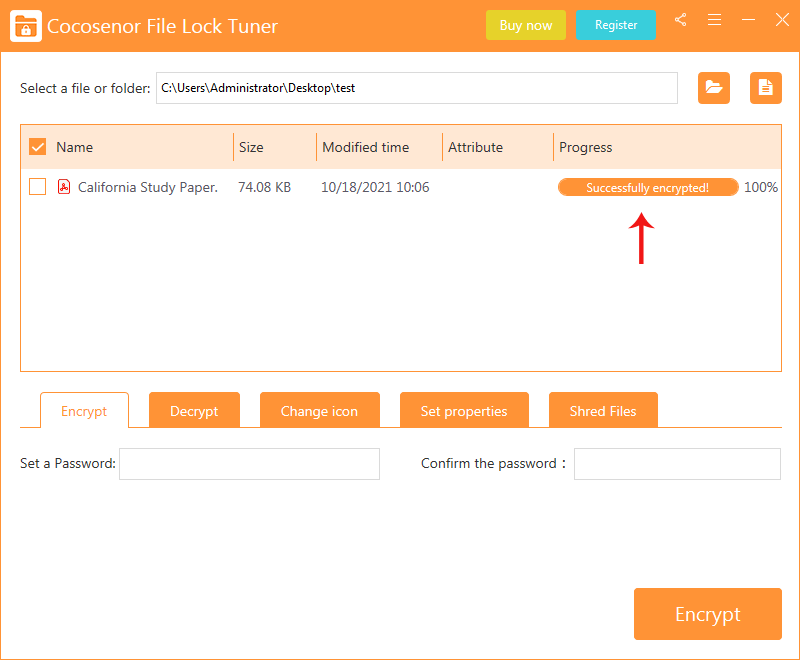 encrypt PDF successfully