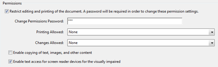 set permissions password