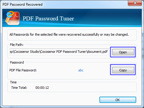 copy the recovered password