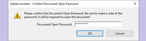 confirm open password