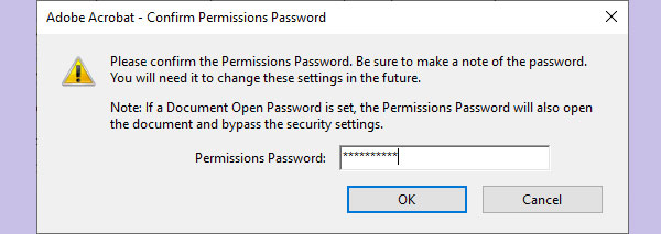confirm permission password