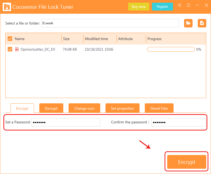 set password to encrypt PDF