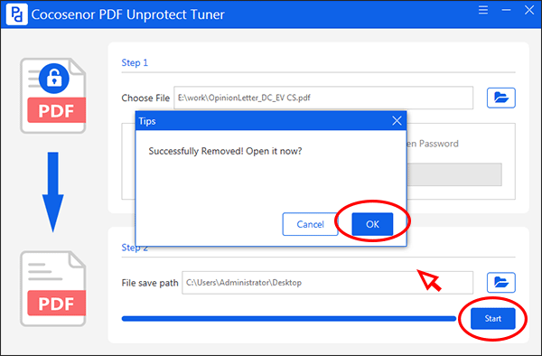 remove PDF permission successfully