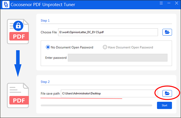 set the unprotect pdf save path