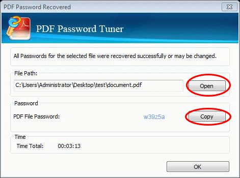 PDF password is retrieved