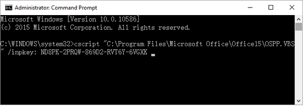 change product key with command