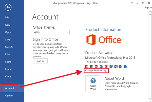 3 easy ways to change Office 2013, 2016 Product Key