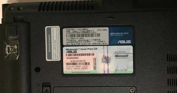 asus laptop windows 7 product key