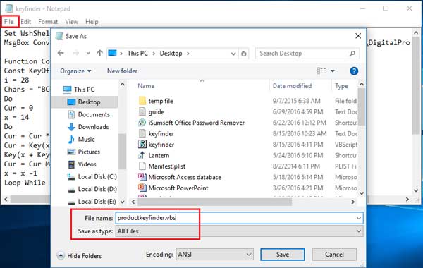 locating windows 10 product key