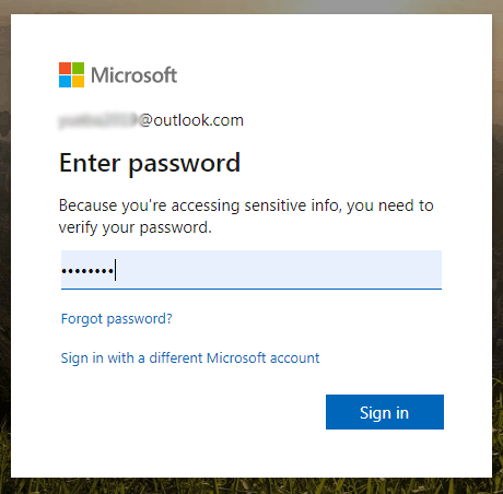sign in to MS account