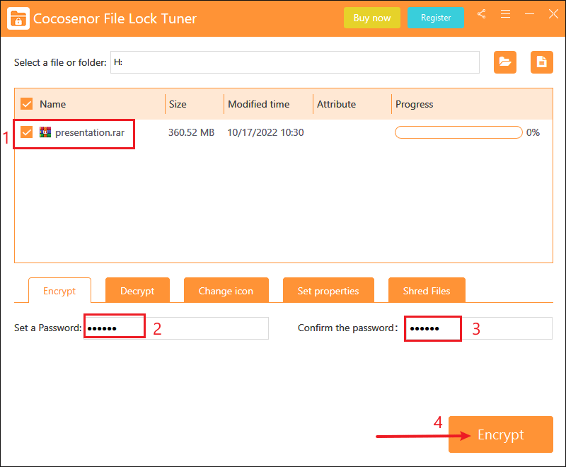 click on encrypt