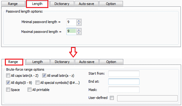 password length and range