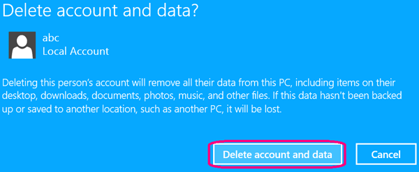 delete account data from your surface